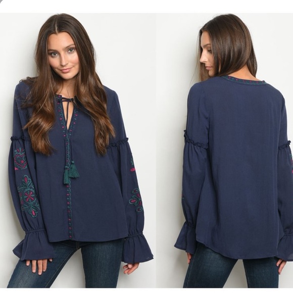 BOHO EMBROIDERED TASSELS TOP - Picture 10 of 10